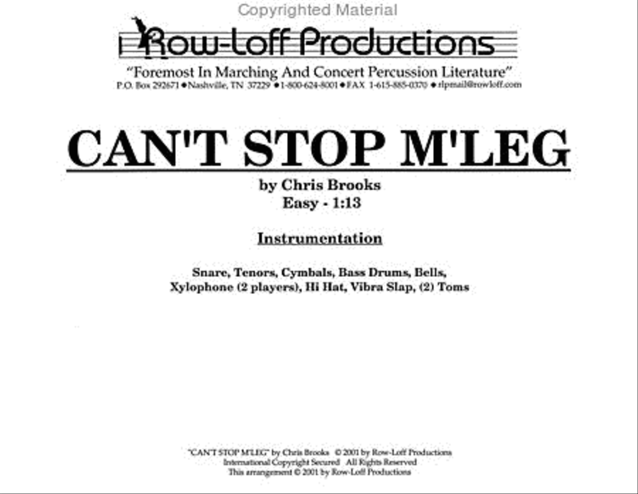 Can't Stop M'Leg Percussion Ensemble scores gallery preview page 2