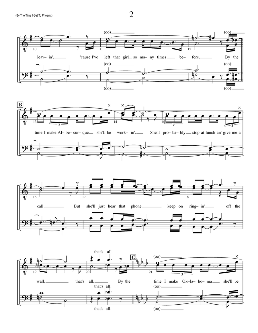 By The Time I Get To Phoenix TTBB scores gallery preview page 2