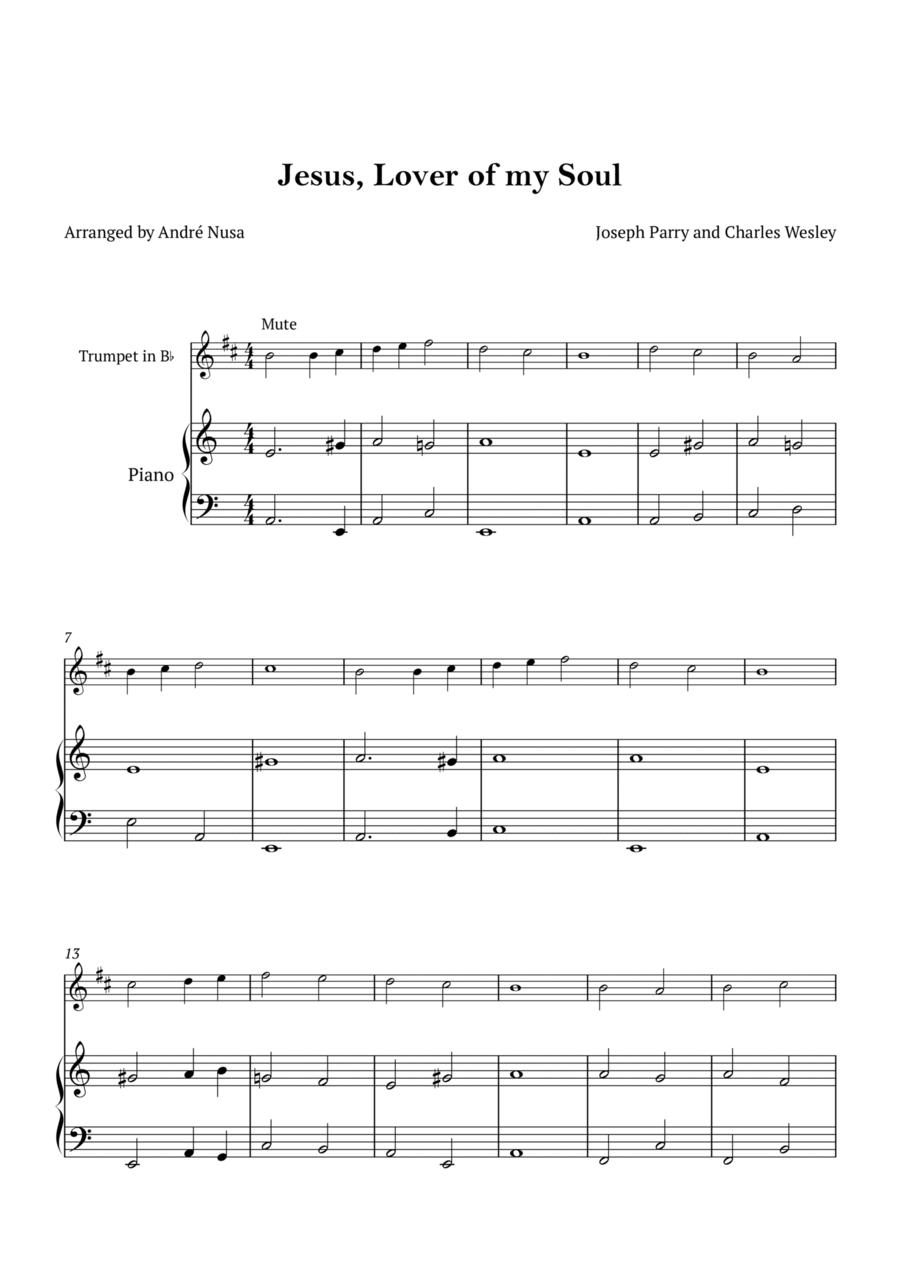 Jesus, Lover of my Soul B-Flat Trumpet scores gallery preview page 1