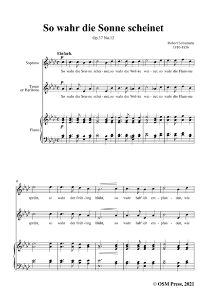 Schumann-So wahr die Sonne scheinet,Op.37 No.12,in A flat Major,for Voice and Piano