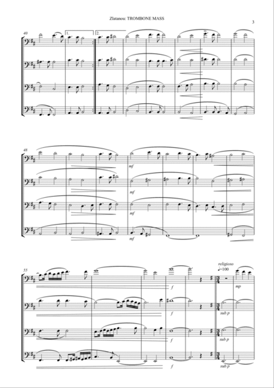 TROMBONE MASS Brass Quartet scores gallery preview page 3