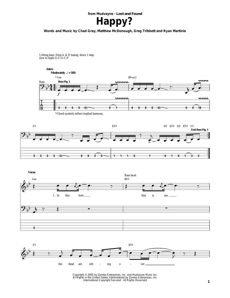Happy? Electric Guitar scores gallery preview page 1