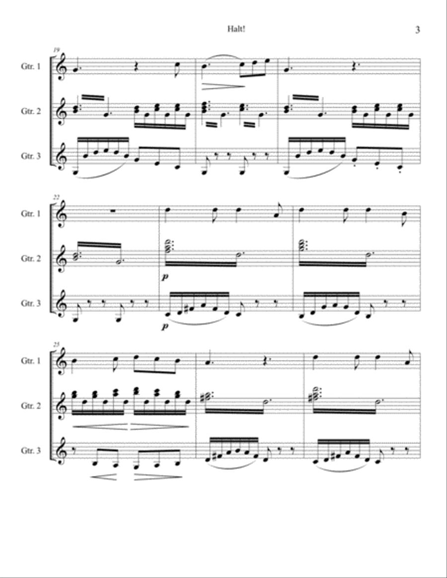Halt! Guitar Ensemble scores gallery preview page 3