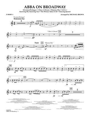 Book cover for ABBA on Broadway (arr. Michael Brown) - F Horn 1