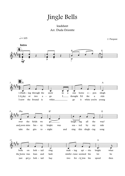 Jingle Bells (E major - leadhsheet - with lyrics) by James