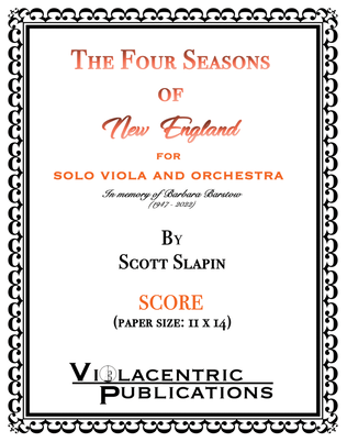 The Four Seasons of New England for Solo Viola and Orchestra - Score Only