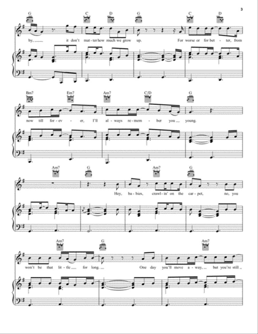 Remember You Young Remember You Young Piano, Vocal, Guitar scores gallery preview page 3