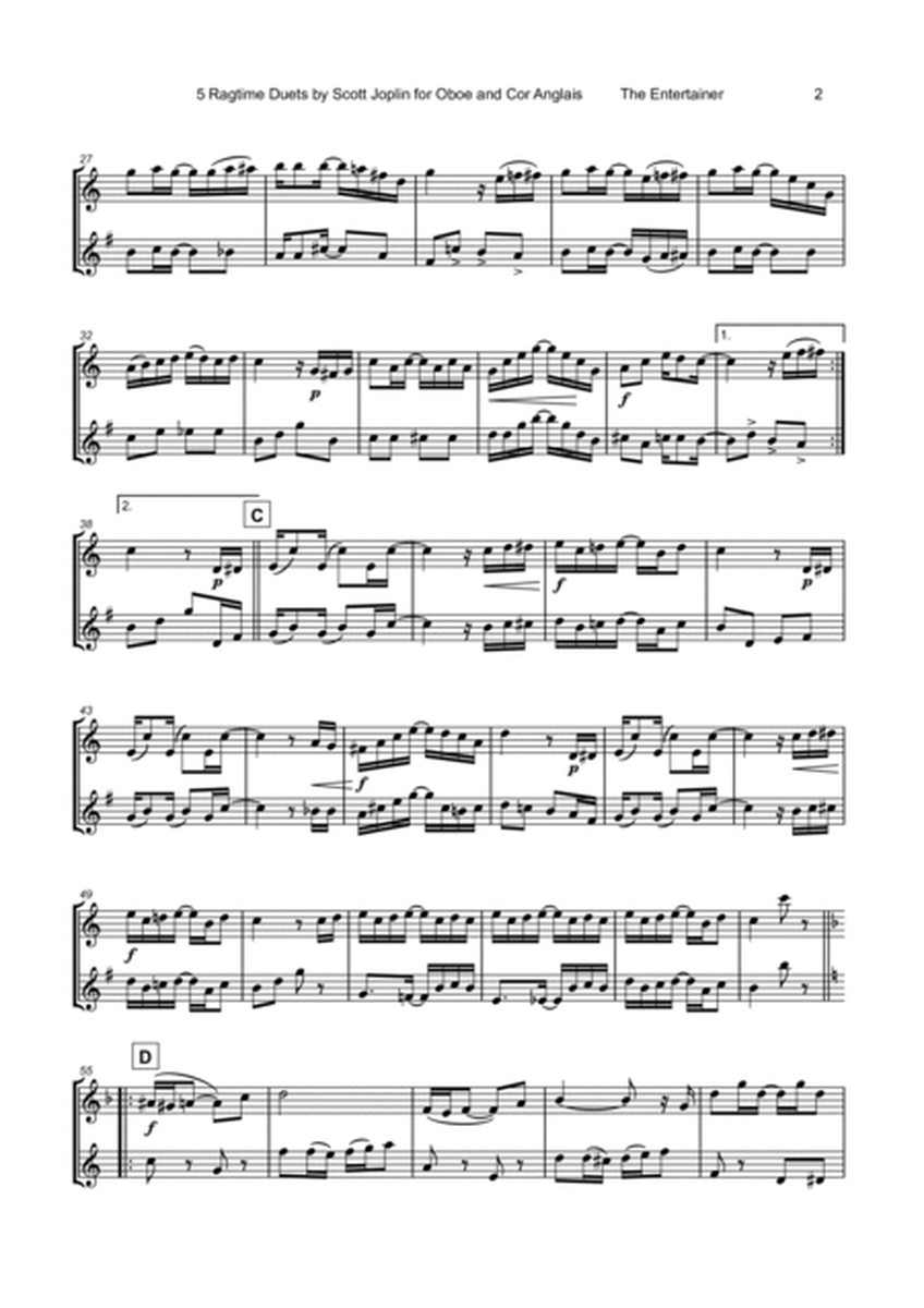 Five Ragtime Duets by Scott Joplin for Oboe and Cor Anglais (or English Horn)