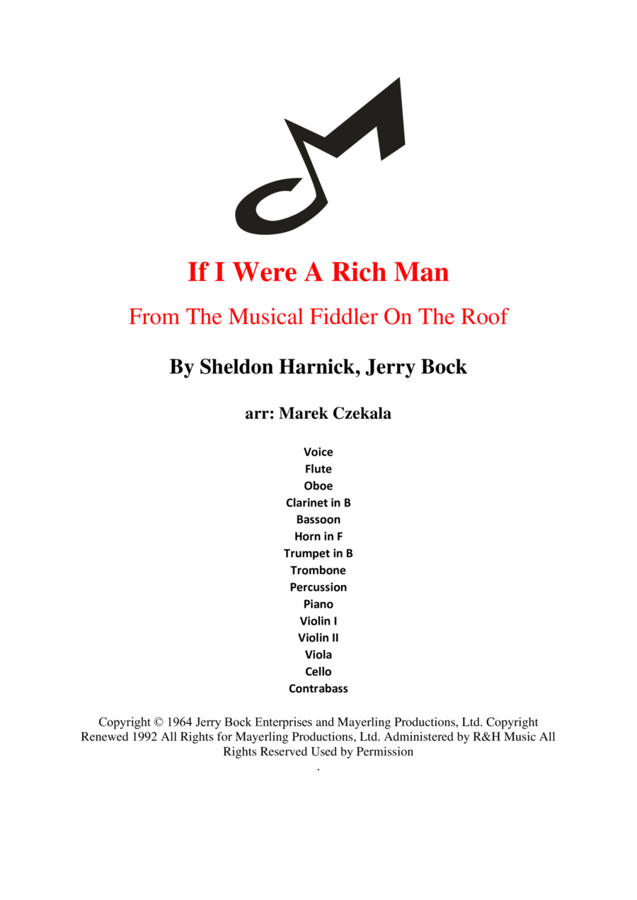 If I Were A Rich Man Full Orchestra scores gallery preview page 1