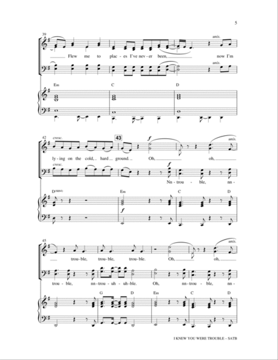 I Knew You Were Trouble 4-Part scores gallery preview page 5