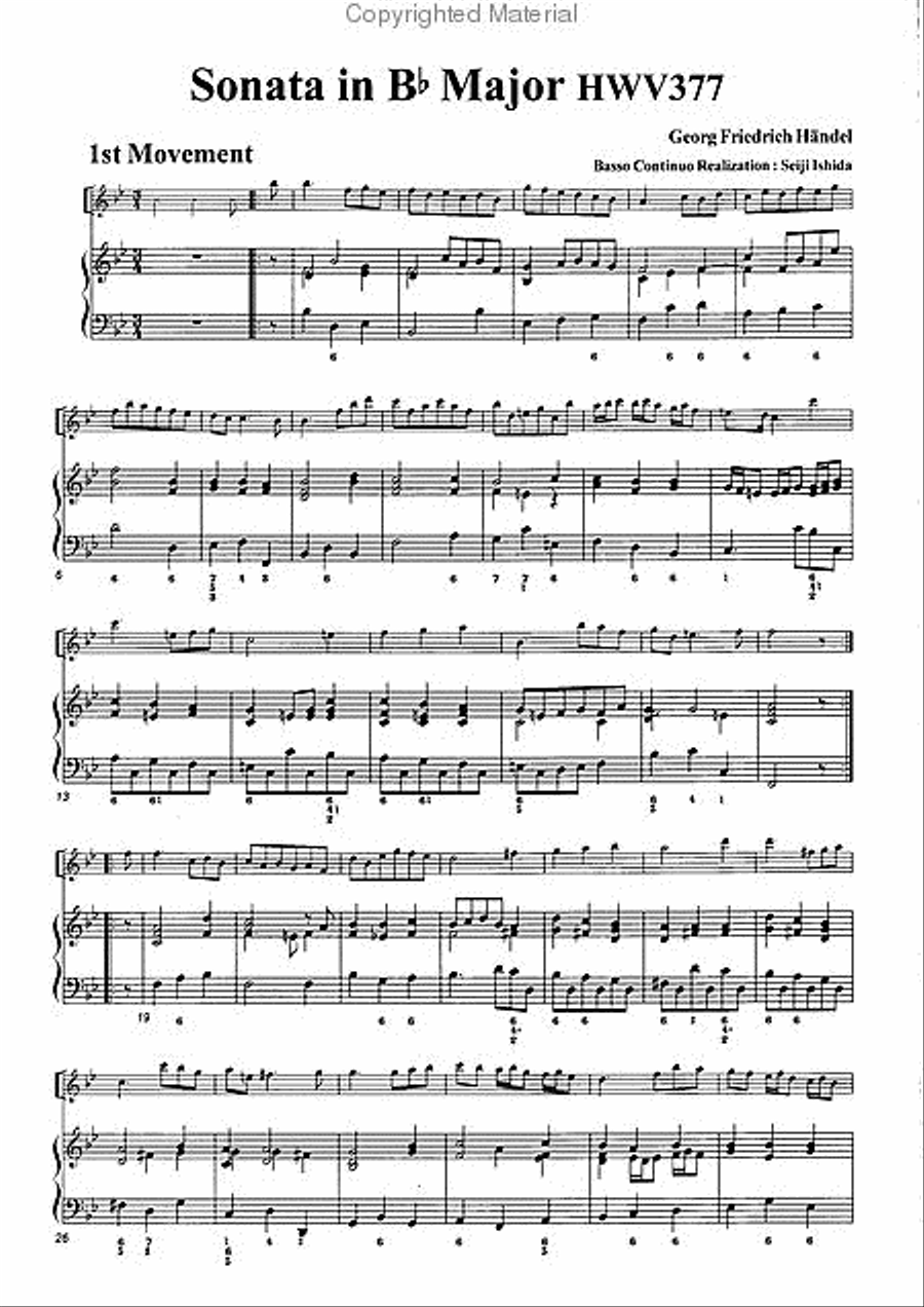 Sonata in B-flat Major HMV377 Alto Recorder scores gallery preview page 3