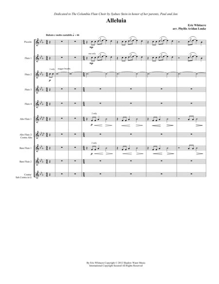 Alleluia by Eric Whitacre for FLUTE CHOIR image number null