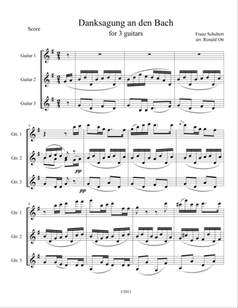 Danksagung an den Bach Guitar Ensemble scores gallery preview page 1