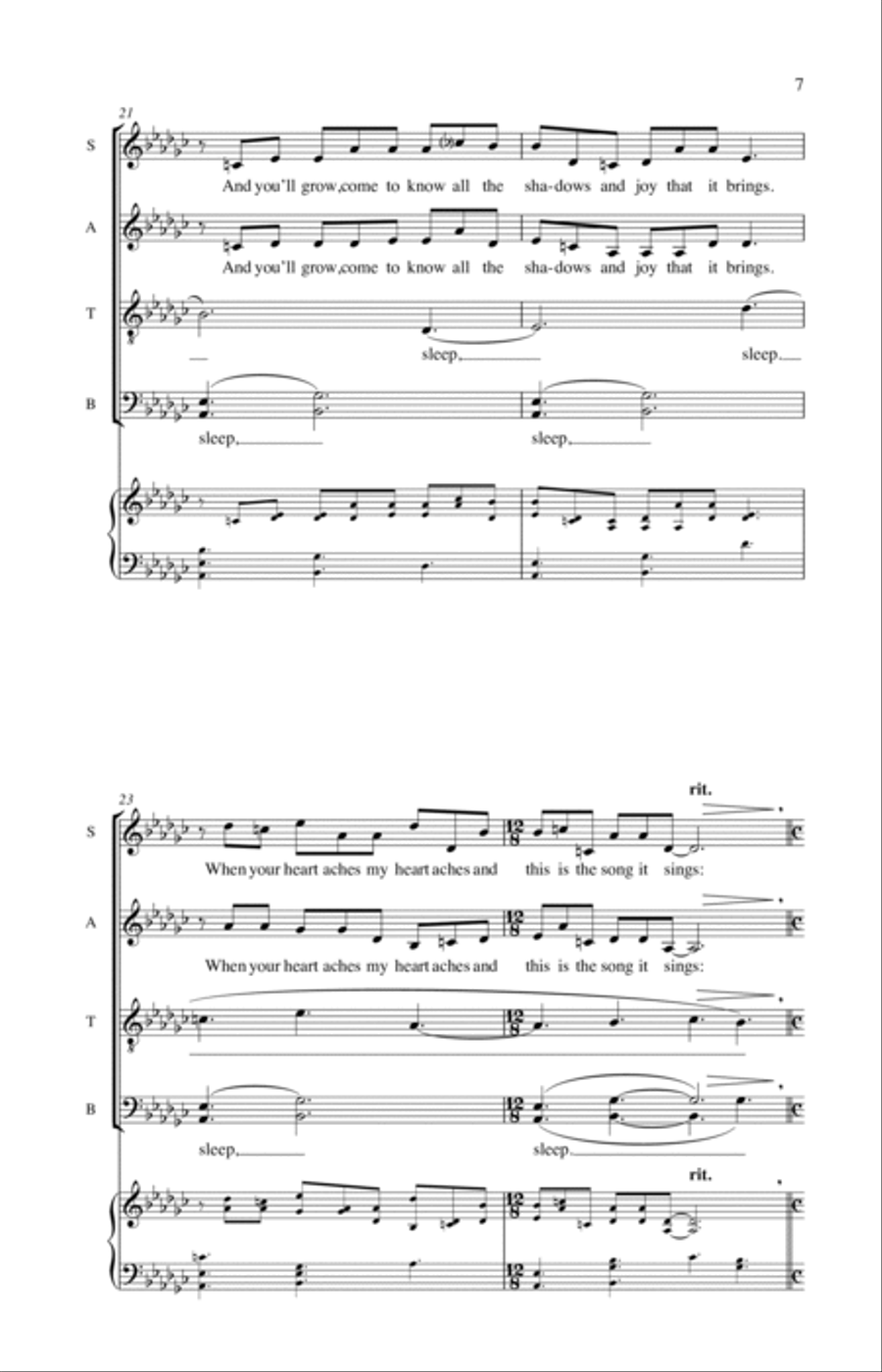 Sleep, My Child (from Paradise Lost: Shadows and Wings) 4-Part scores gallery preview page 5