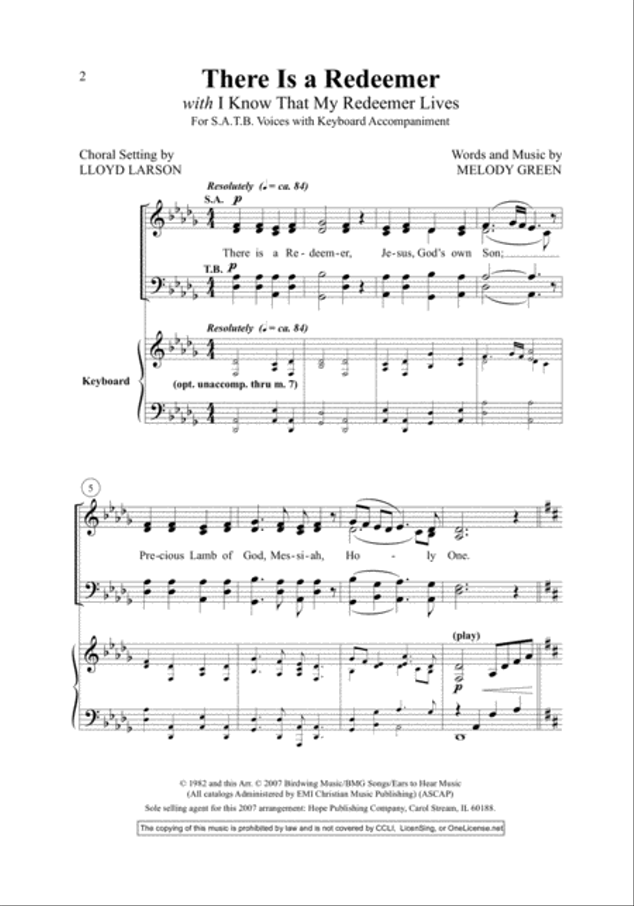 There Is a Redeemer 4-Part scores gallery preview page 2