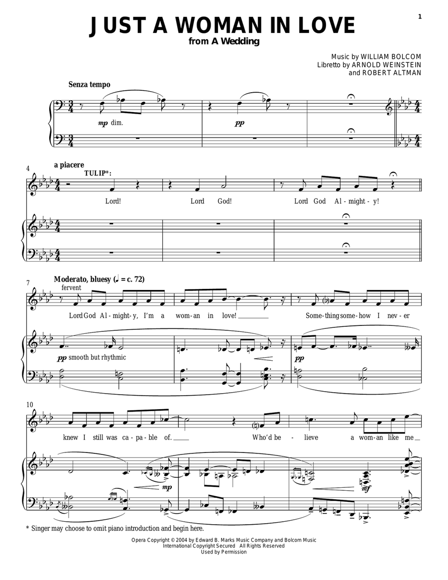 Just A Woman In Love Piano, Vocal scores gallery preview page 1