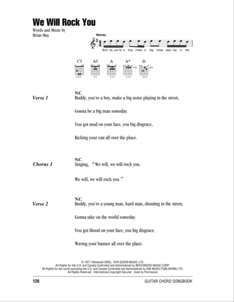 We Will Rock You Acoustic Guitar scores gallery preview page 1