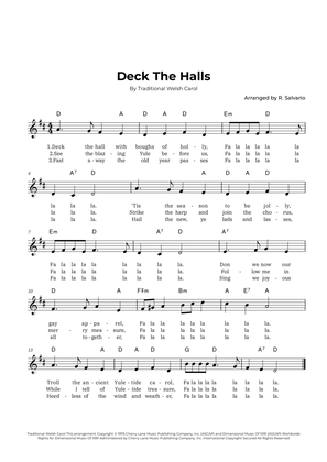 Deck The Halls (Key of D Major)