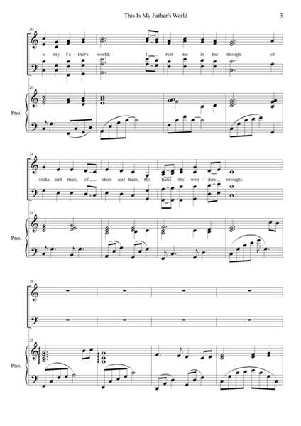This Is My Father's World for SATB Choir with Piano Accompaniment image number null