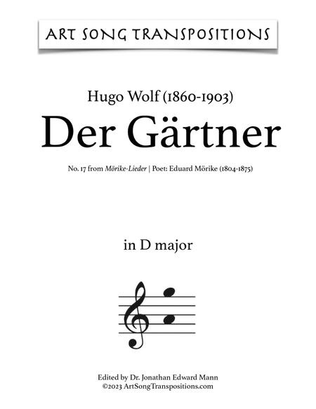 WOLF: Der Gärtner (transposed to D major)