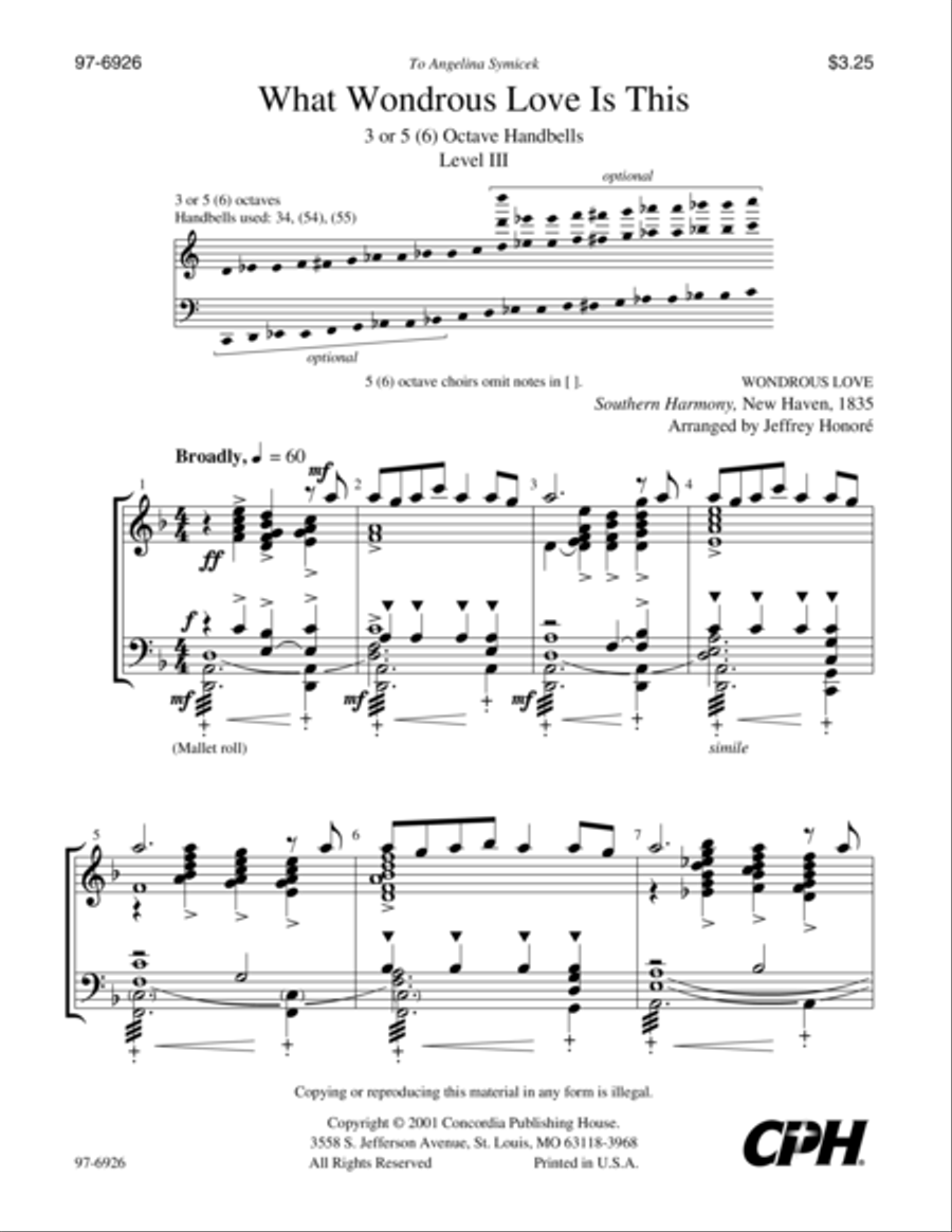 What Wondrous Love Is This (Honore) Handbell Choir scores gallery preview page 2