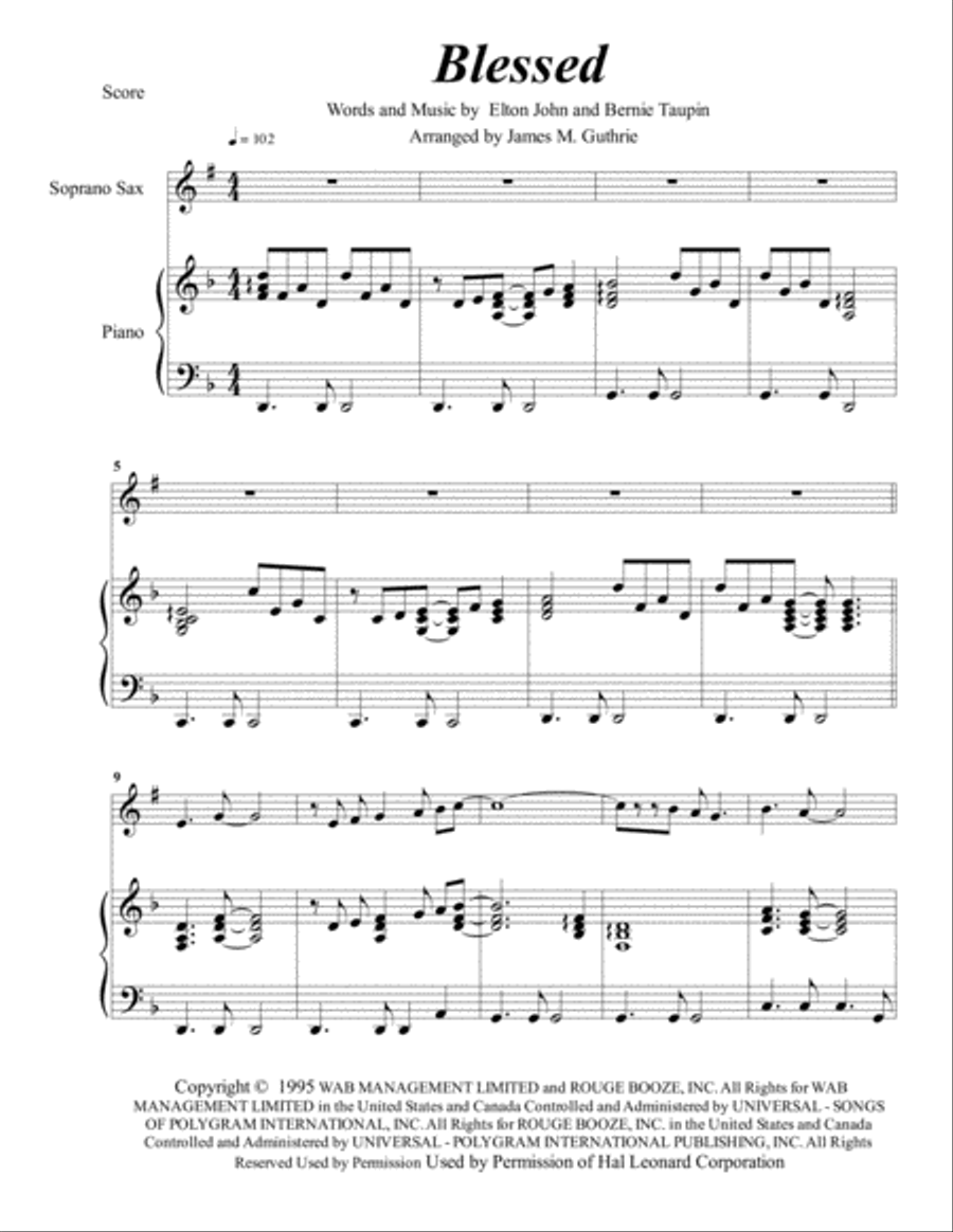 Blessed Soprano Saxophone scores gallery preview page 1