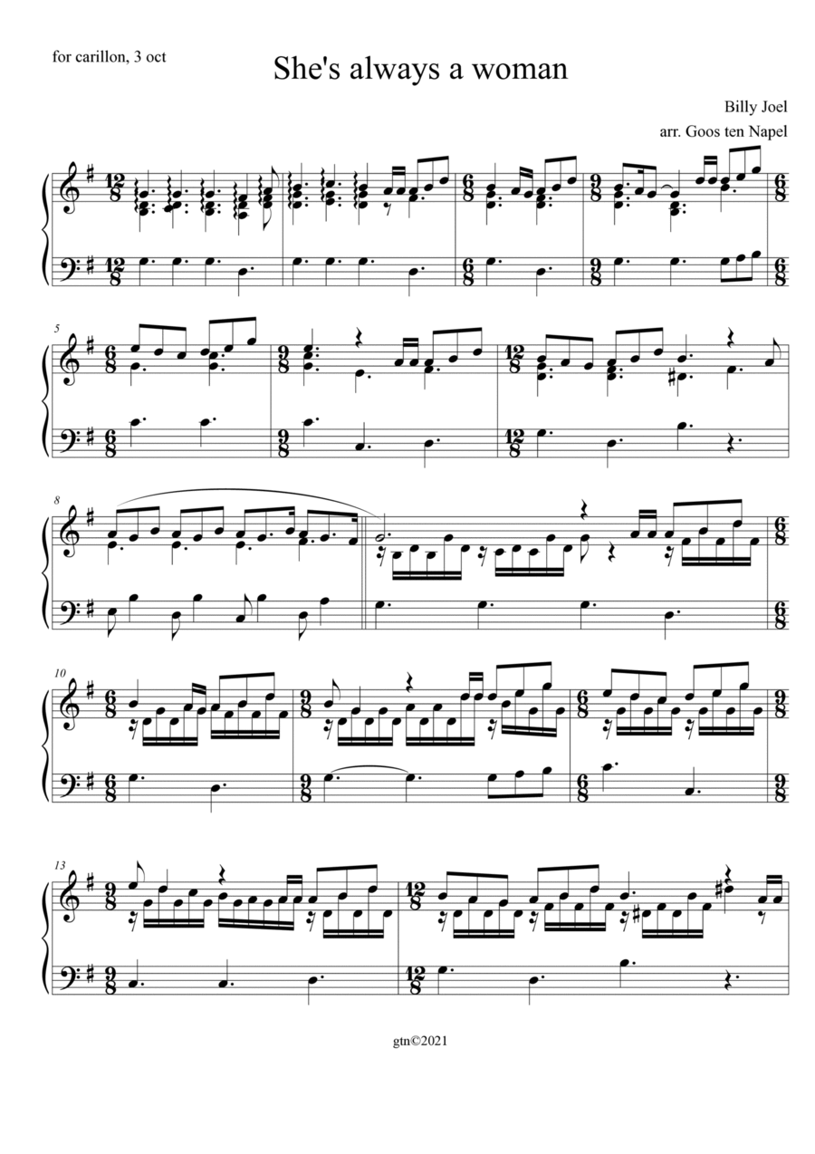 She's Always A Woman Part scores gallery preview page 1