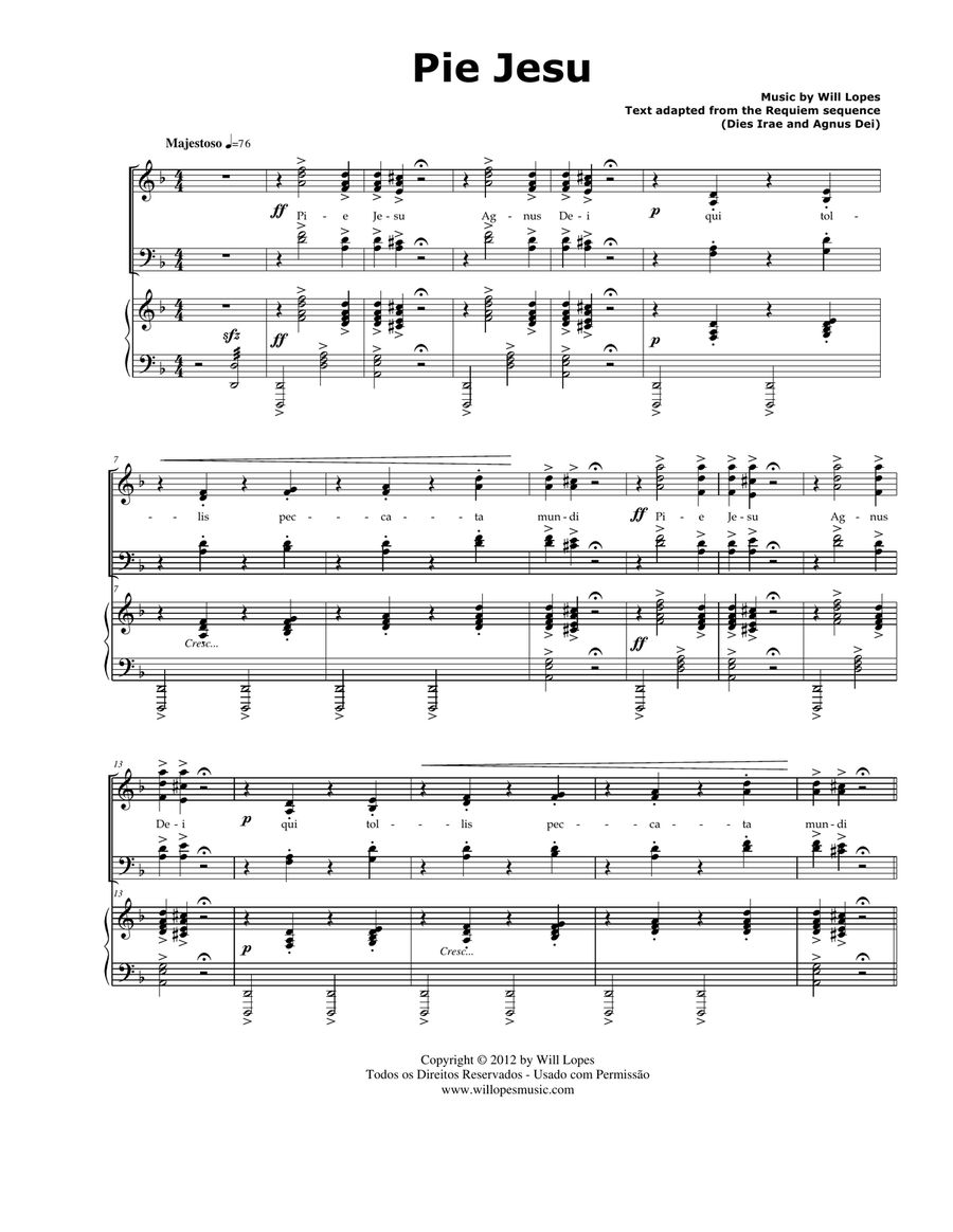 Pie Jesu (SATB with optional Orchestration 4-Part scores gallery preview page 1