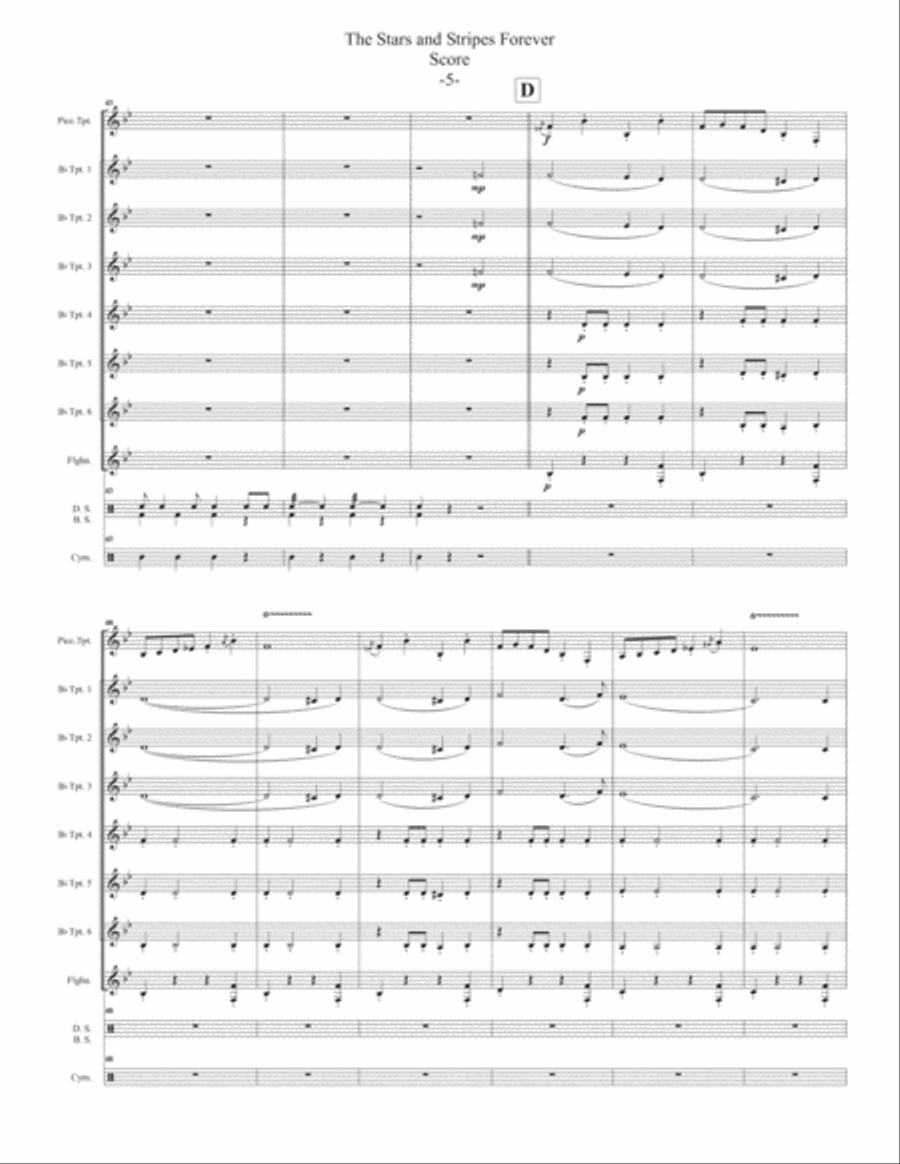 The Stars and Stripes Forever for Trumpet Ensemble with Drums Trumpet Duet scores gallery preview page 6