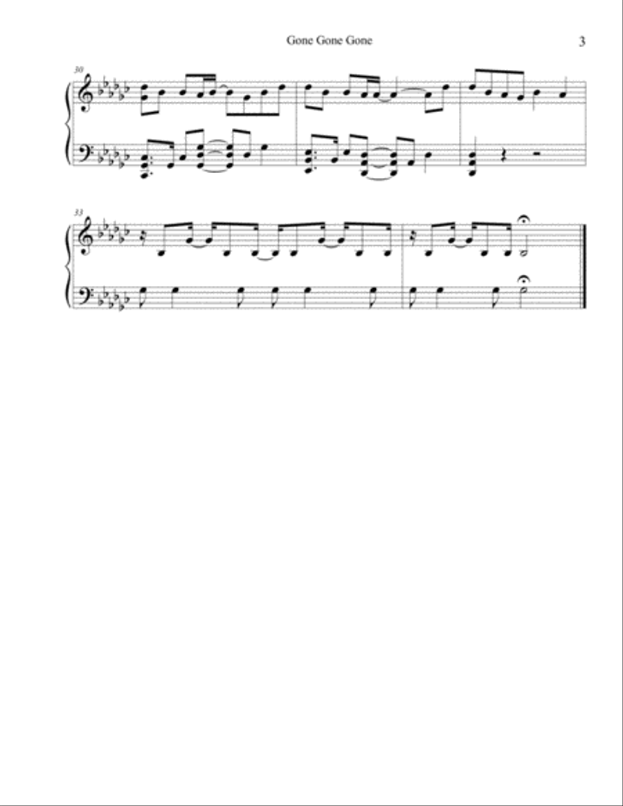 Gone, Gone, Gone Easy Piano scores gallery preview page 4