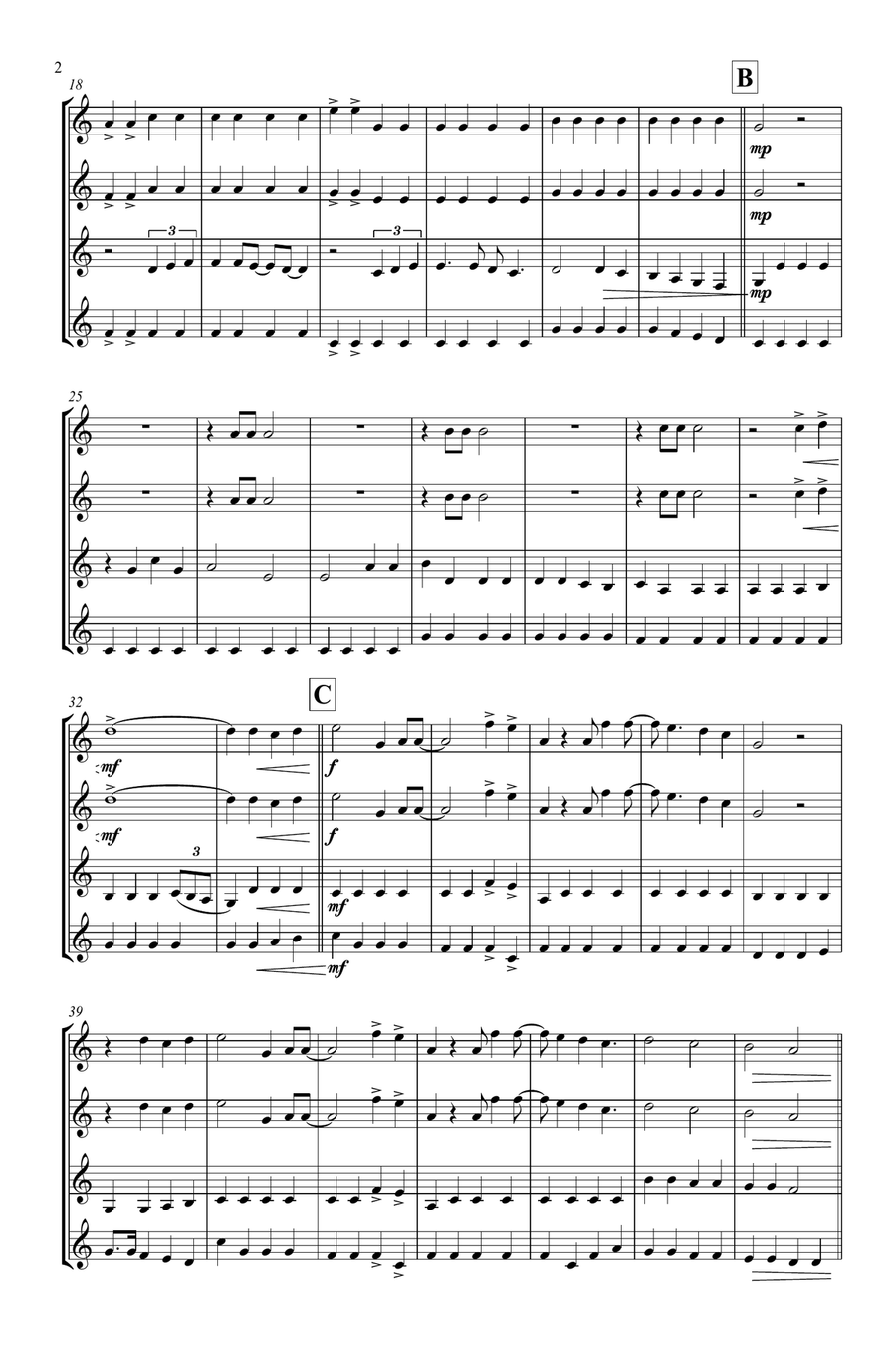 Sweet Caroline Brass Quartet scores gallery preview page 2
