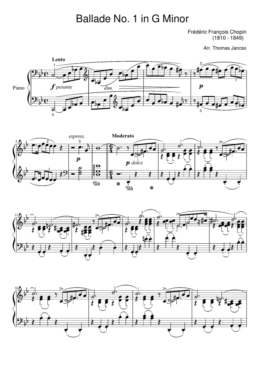 Chopin Ballade No 1 Chopin Ballade No 1 Piano Solo scores gallery preview page 1