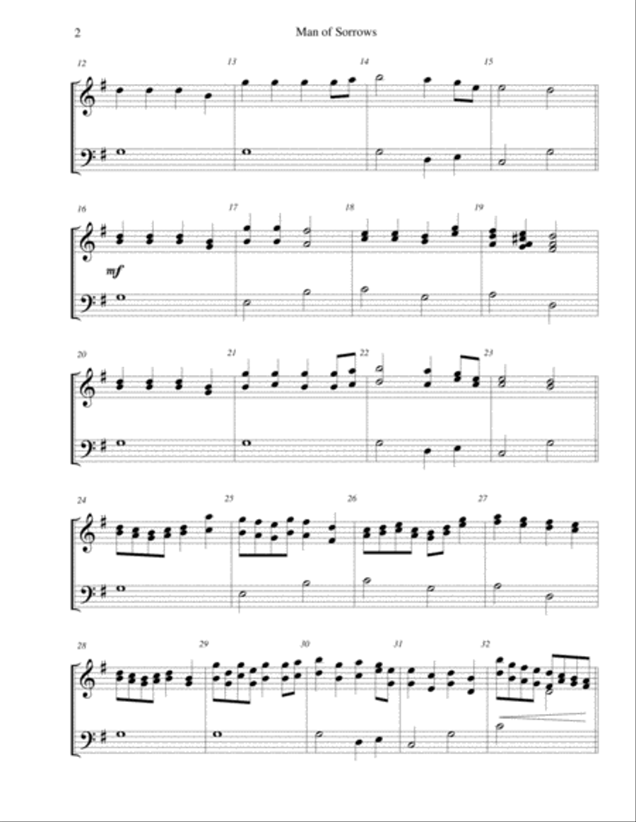 Man of Sorrows (Hallelujah, What a Savior) - for 3-octave handbell choir 3-Octaves scores gallery preview page 2