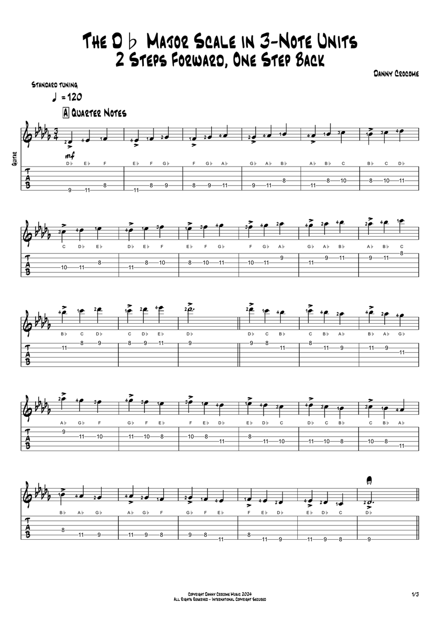 The Db Major Scale in 3-Note Units (2 Steps Forward, One Step Back)