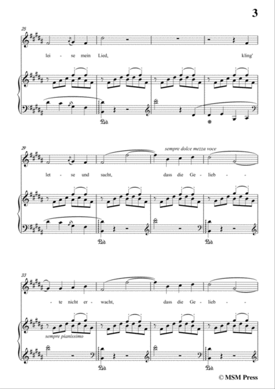 Liszt-Kling' leise,mein lied in B Major,for Voice and Piano image number null