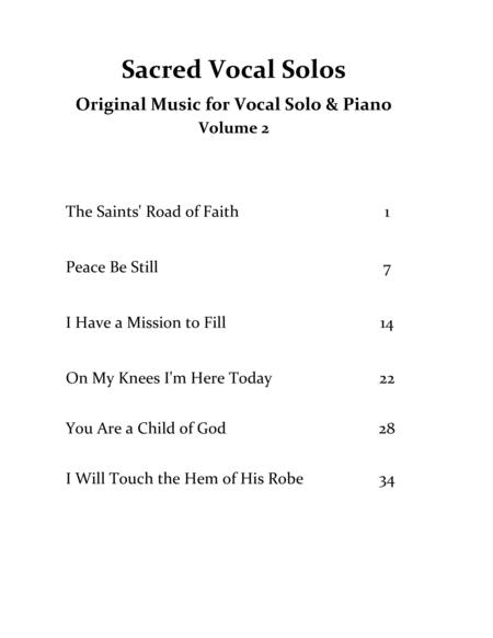 Sacred Vocal Solos for soprano or tenor solo with piano accompaniment - Volume 2 image number null