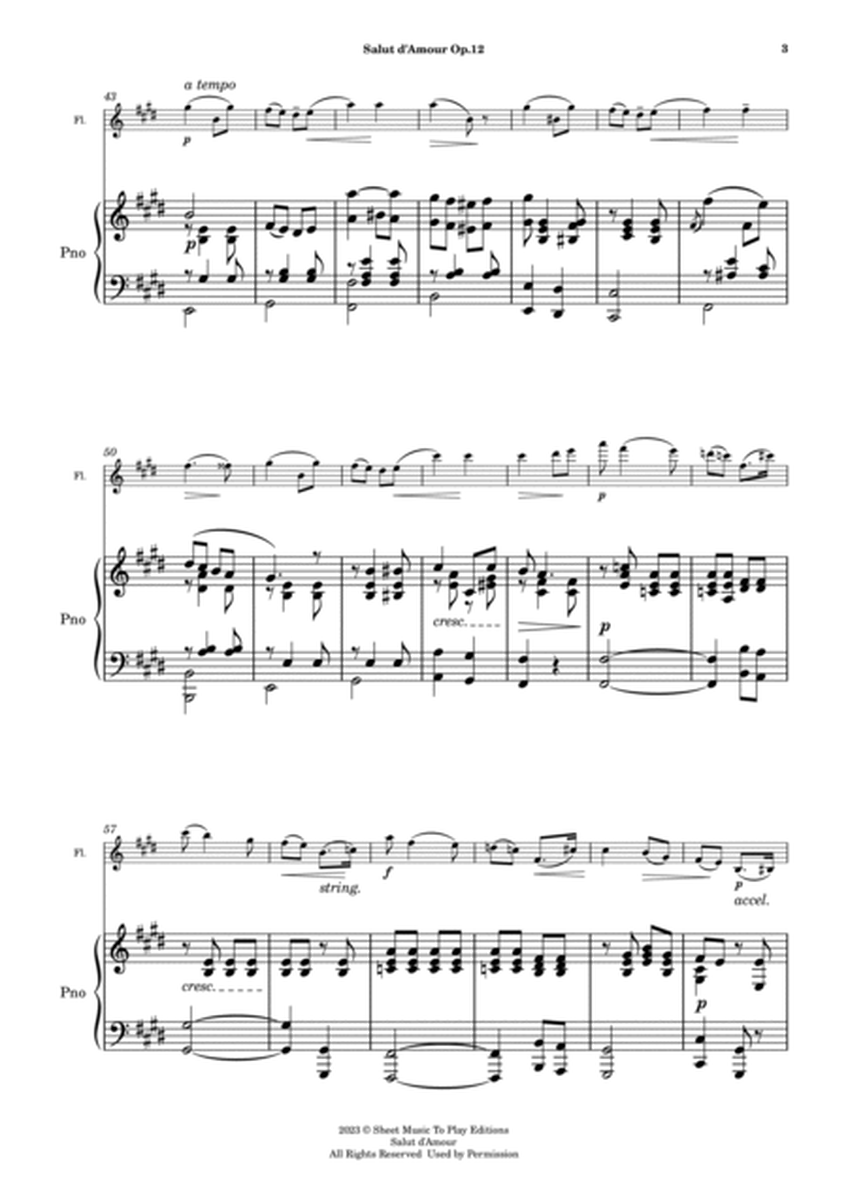 Salut d'Amour by Elgar - Flute and Piano (Full Score and Parts) image number null