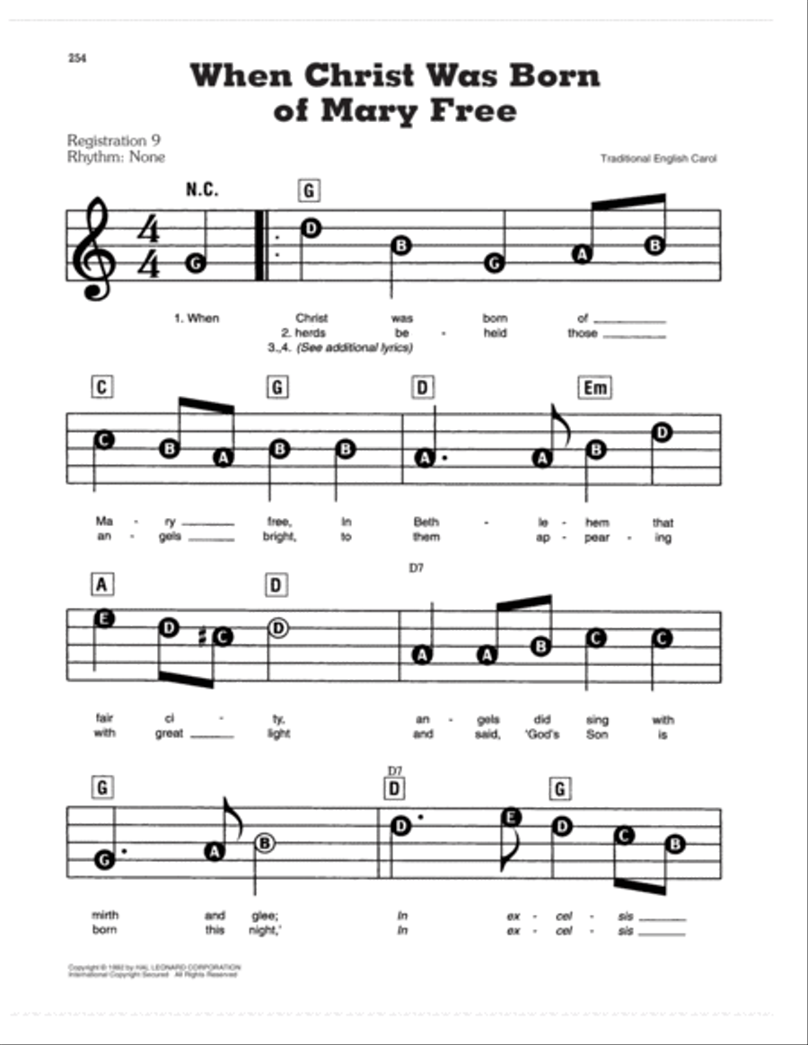 When Christ Was Born Of Mary Free Electronic Keyboard scores gallery preview page 1