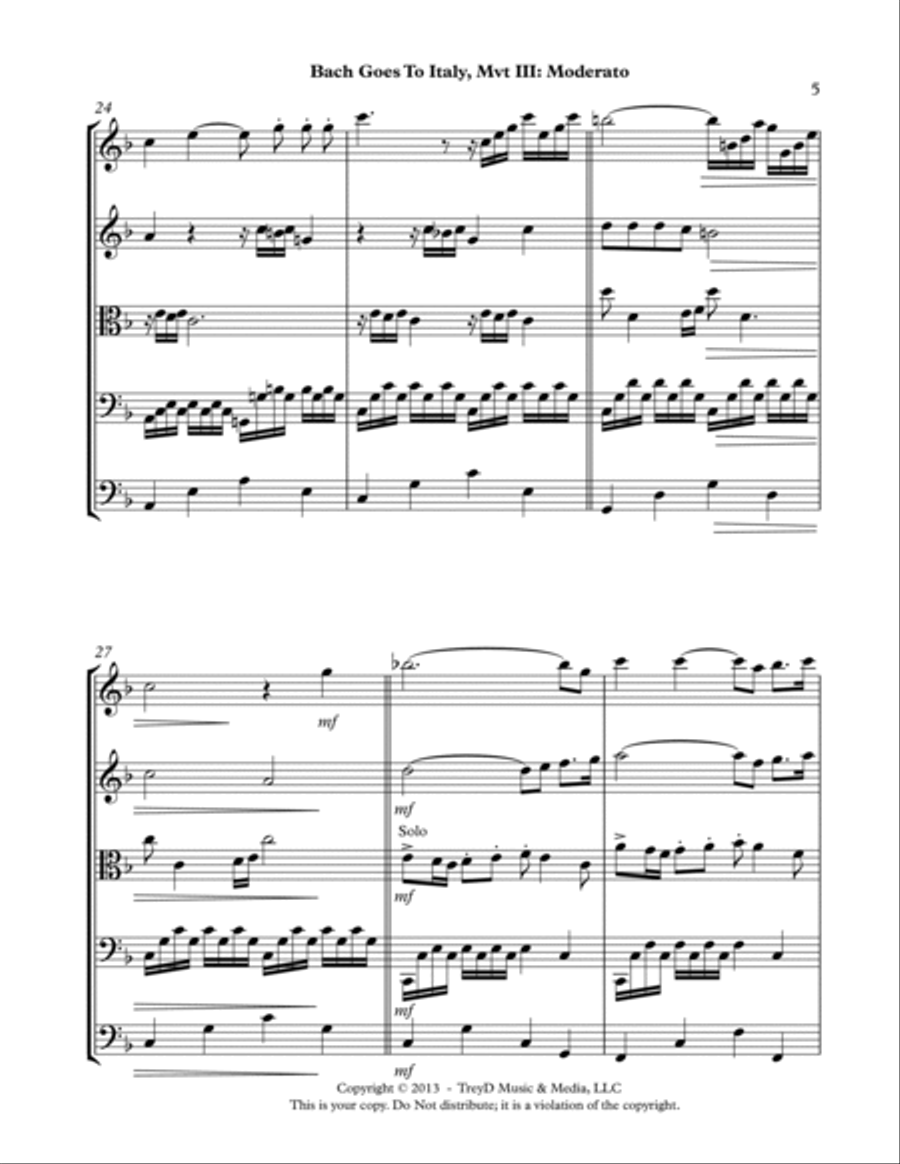 Bach Goes to Italy-mvt 3 String Orchestra scores gallery preview page 5