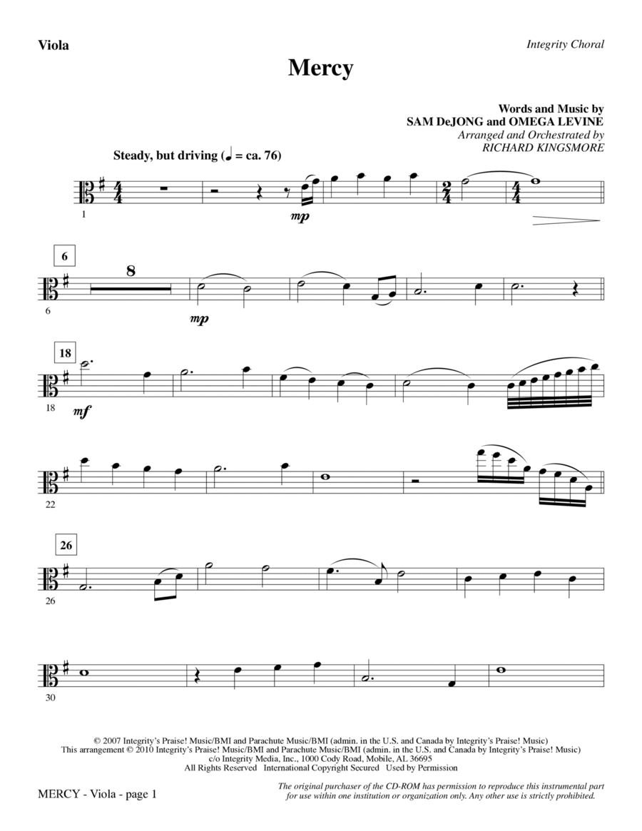 Mercy - Viola Choir scores gallery preview page 1