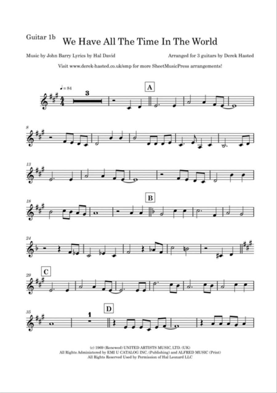 We Have All The Time In The World Guitar Ensemble scores gallery preview page 6