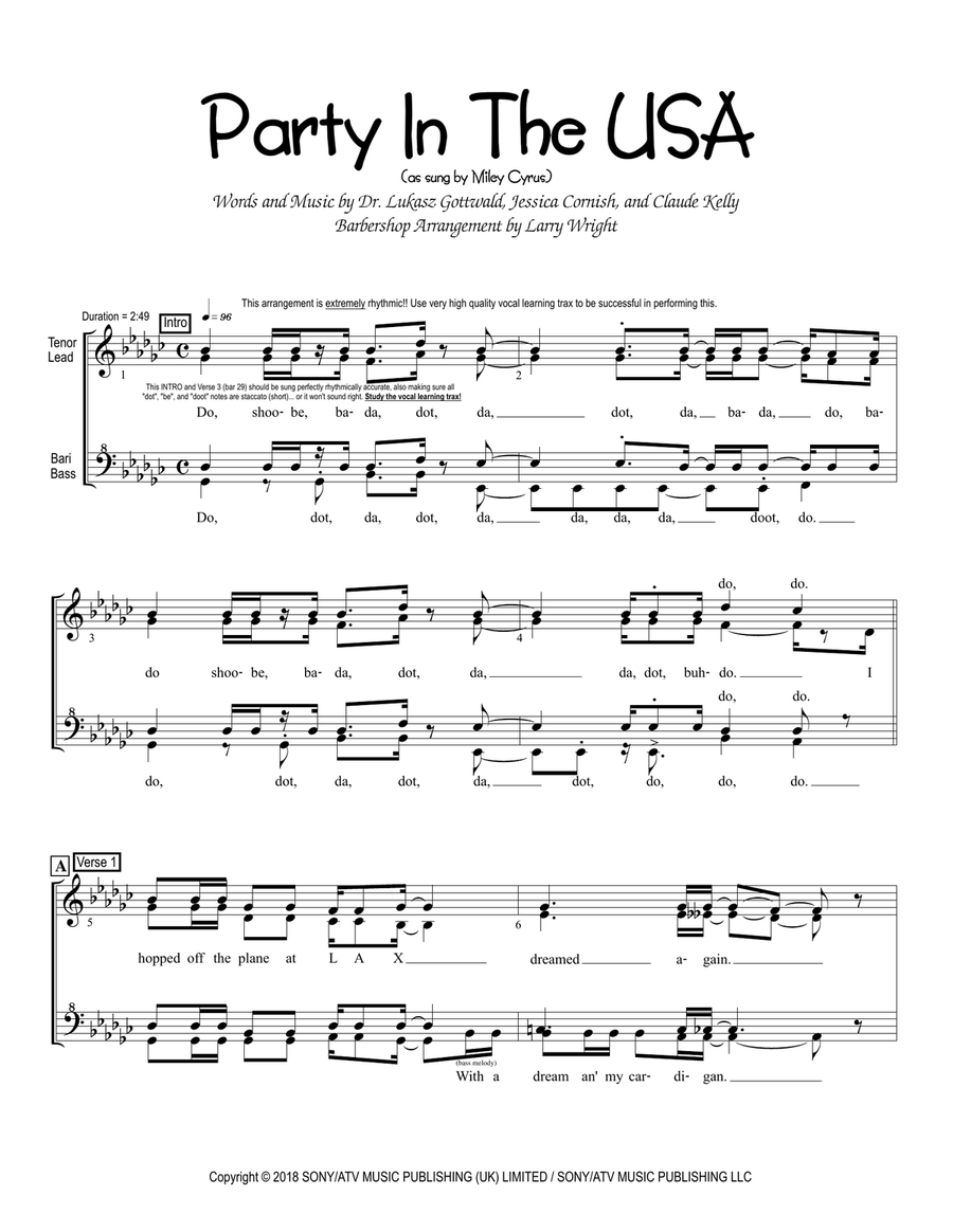 Party In The U.s.a. SSAA scores gallery preview page 1