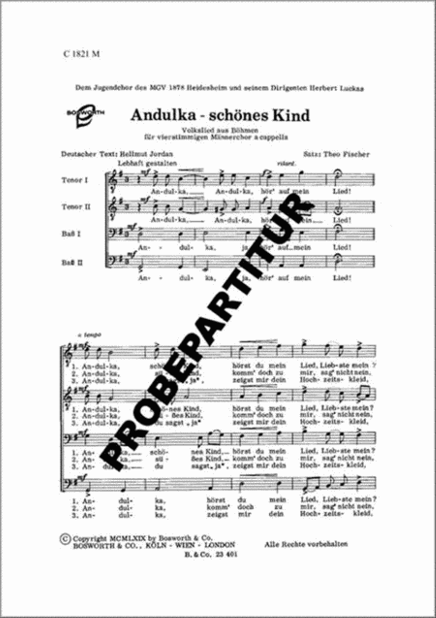 Andulka schönes Kind Andulka schönes Kind Men's Choir scores gallery preview page 1