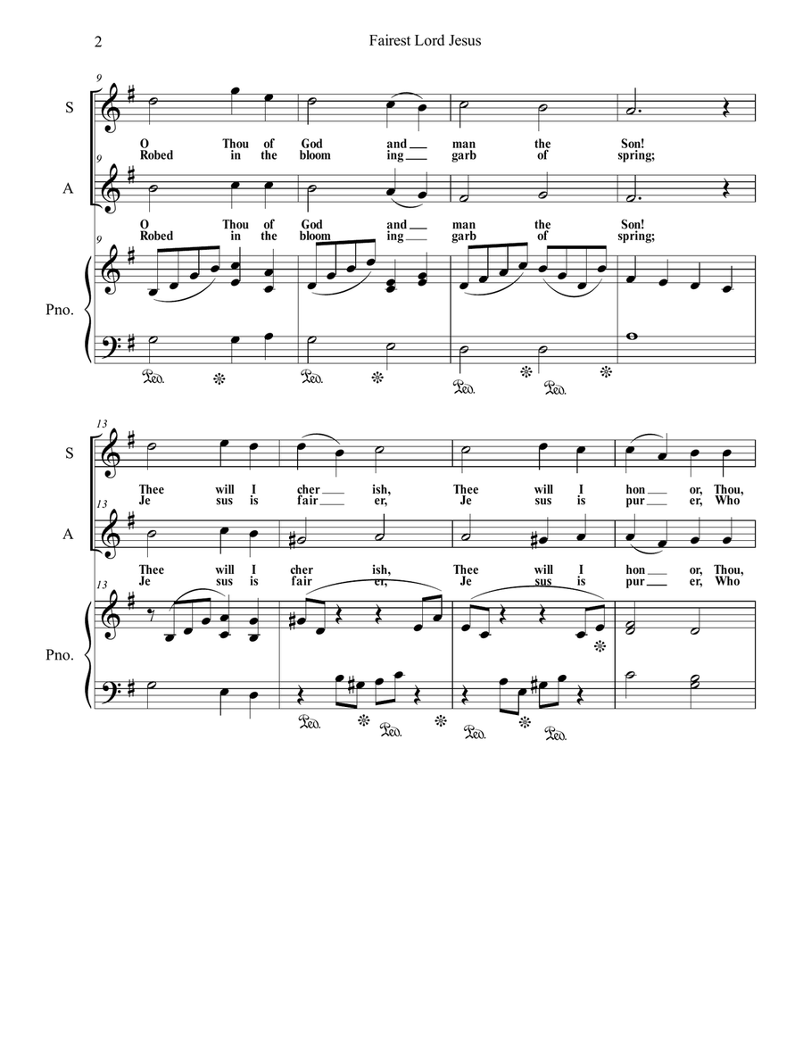 Fairest Lord Jesus Alto Voice scores gallery preview page 2