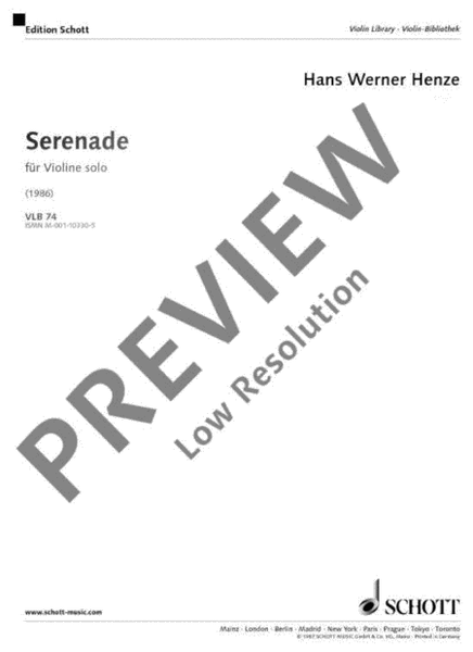 Serenade by Hans Werner Henze Violin Solo - Digital Sheet Music