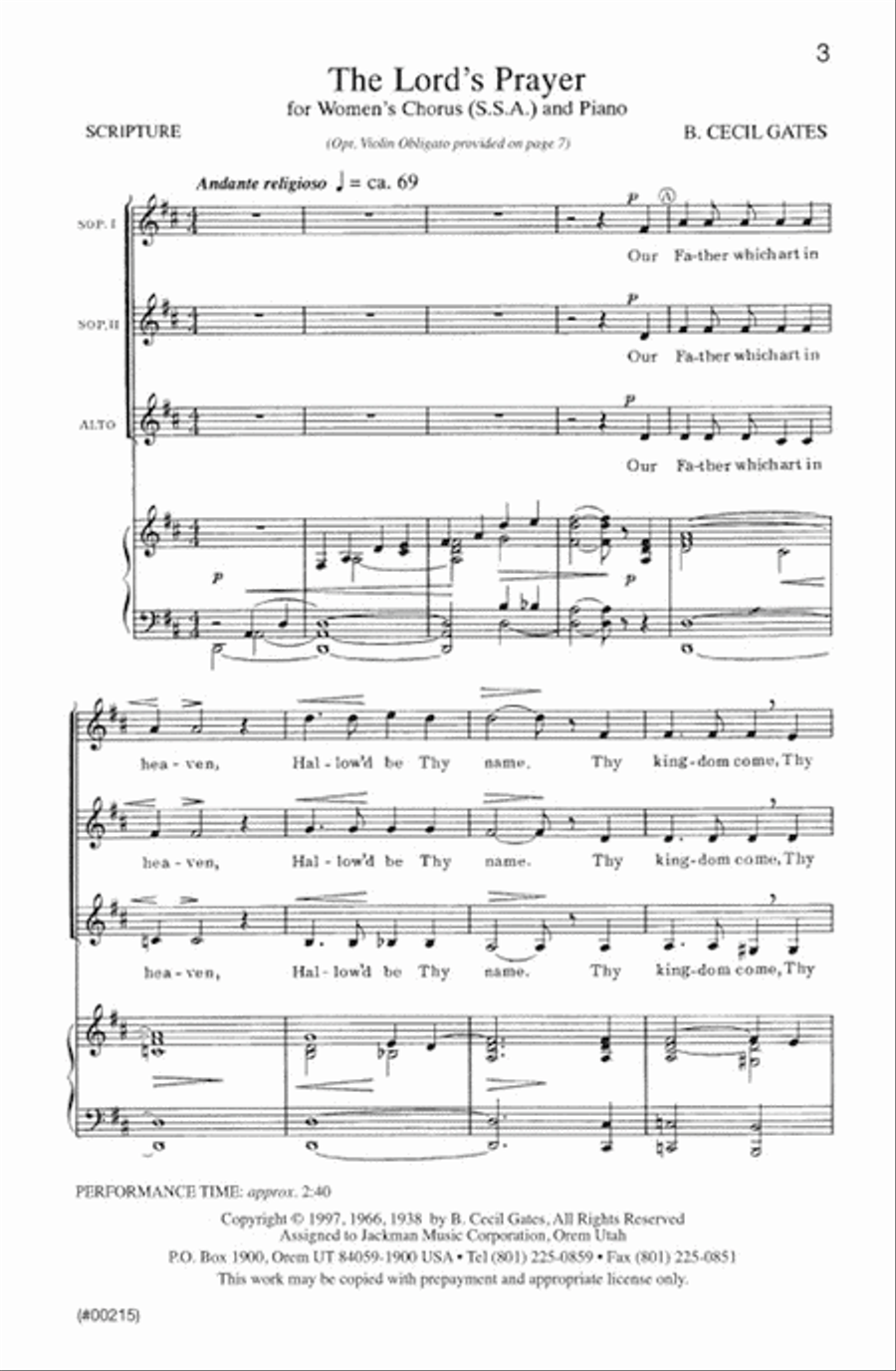 The Lord's Prayer - SSA SSA scores gallery preview page 2