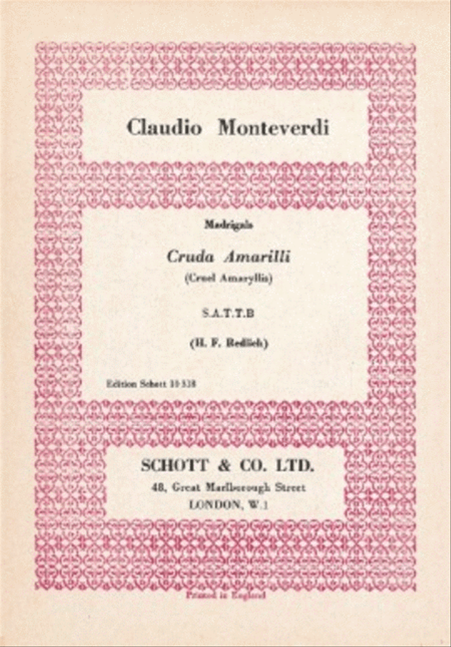 Monteverdi Cruda Amarilli Satt SATTB scores gallery preview page 1