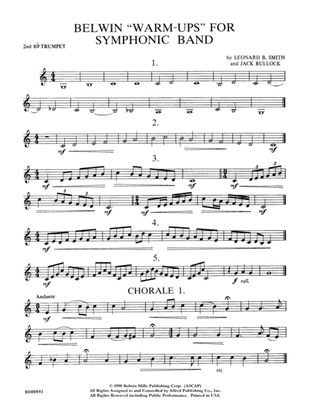 Belwin "Warm-Ups" for Symphonic Band: 2nd B-flat Trumpet
