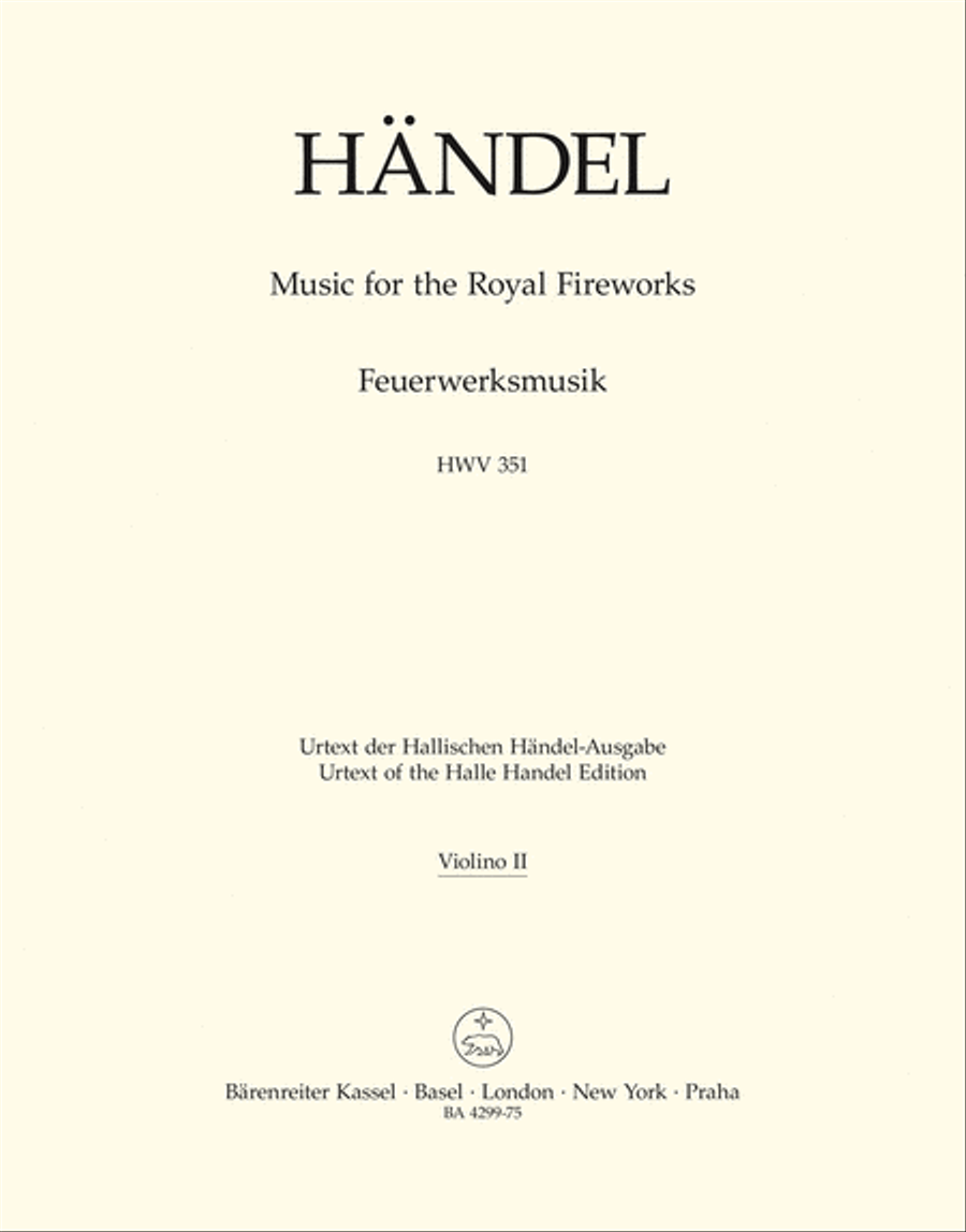 Music for the Royal Fireworks HWV 351 Violin scores gallery preview page 1