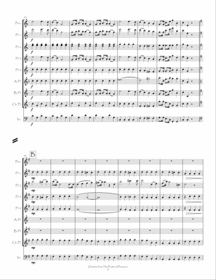 Overture from The Pirates of Penzance for Flute Choir Flute Choir scores gallery preview page 5